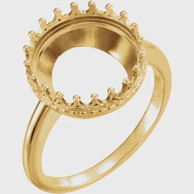 Round Cabochon Ring Mounting in Sterling Silver or 10k Gold, in 3 setting sizes available