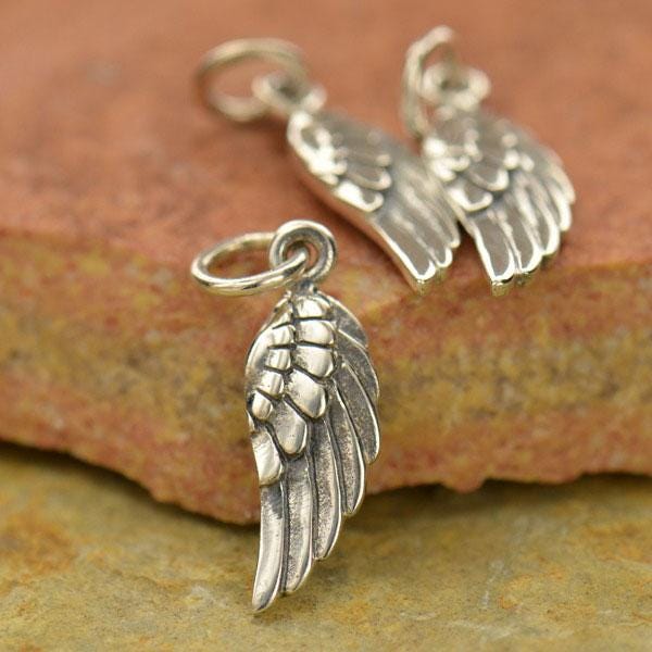 Sterling silver angel wing charm, choose left or right