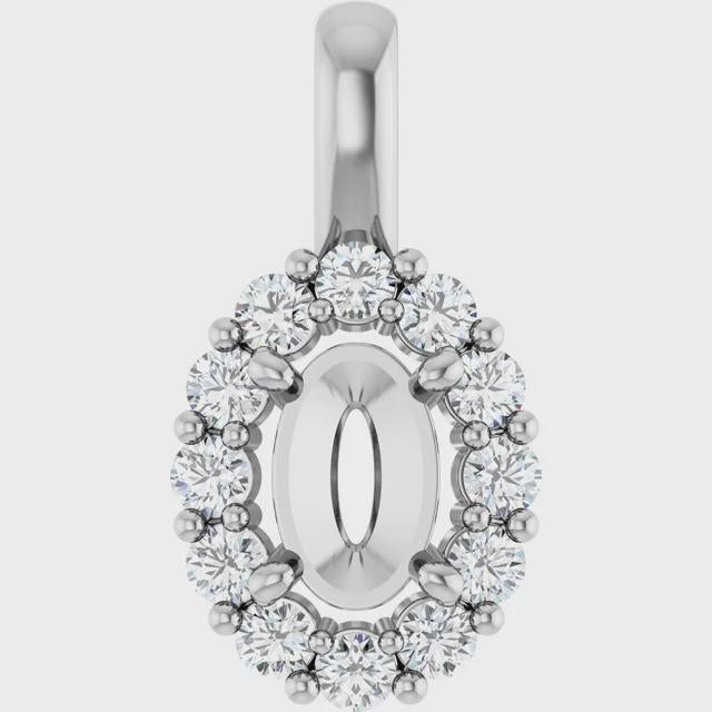 14K Gold Lab-Grown Diamond Semi-Set Pendant, Round or Oval
