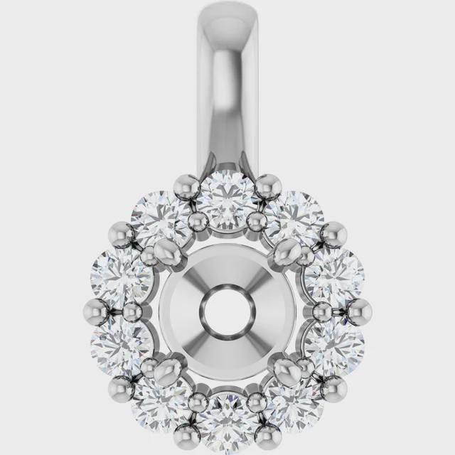 14K Gold Lab-Grown Diamond Semi-Set Pendant, Round or Oval