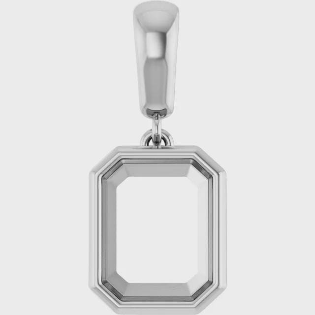 Emerald Cut Pendant Mounting, choose your size, choose Sterling Silver, 14k Gold, or 14k White Gold