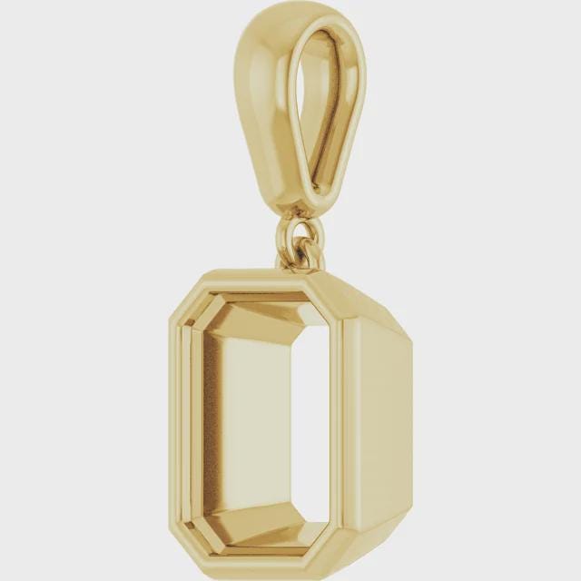 Emerald Cut Pendant Mounting, choose your size, choose Sterling Silver, 14k Gold, or 14k White Gold