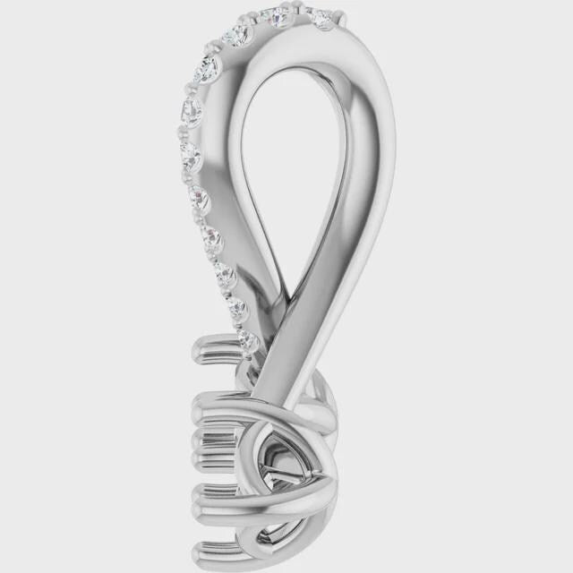14K White .05 CTW Natural Diamond Semi-Set 16-18" Pendant, or Necklace,