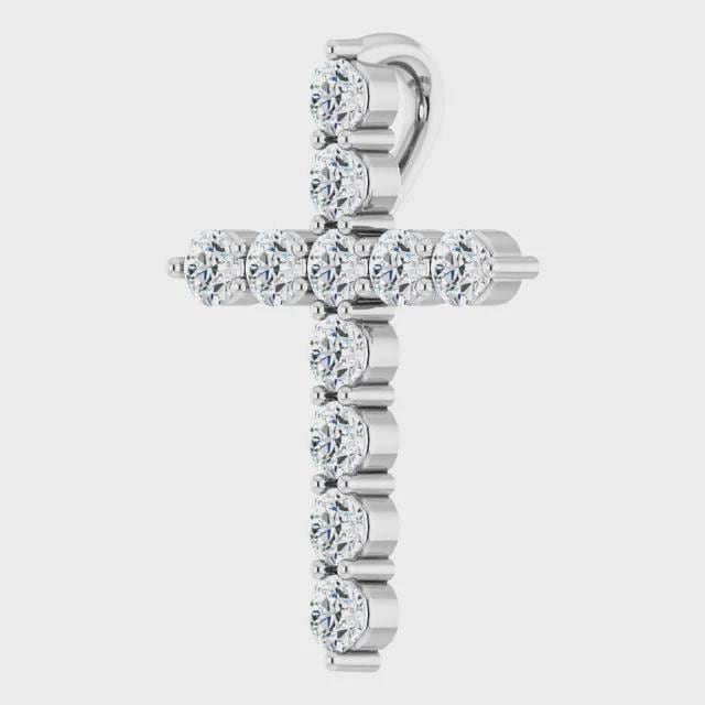 14K White 1/4 CTW Lab-Grown Diamond Cross Pendant or Necklace, also available in 14k Yellow Gold