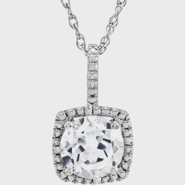 Sterling Silver 7 mm Birthstone & .015 CTW Natural Diamond 18" Necklace, or set your own gemstone