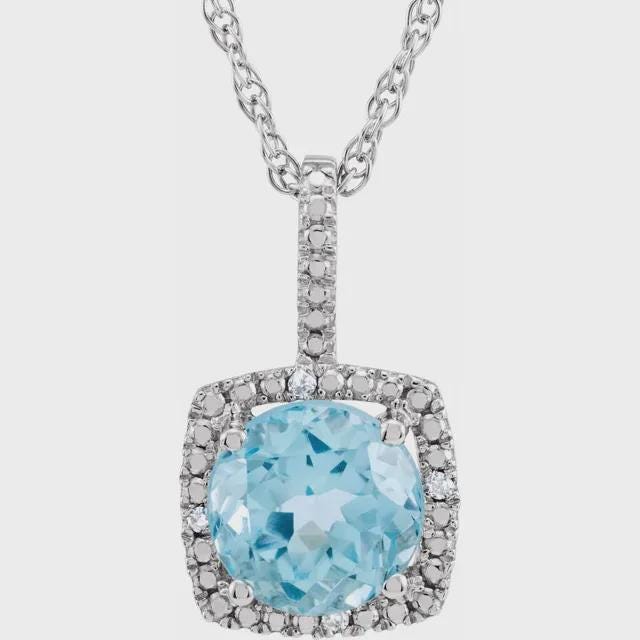 Sterling Silver 7 mm Birthstone & .015 CTW Natural Diamond 18" Necklace, or set your own gemstone