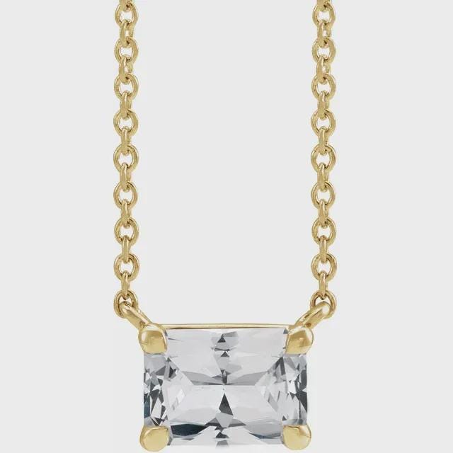 14K Yellow  Gemstone Center 18" Necklace, choose your gemstone or set your own