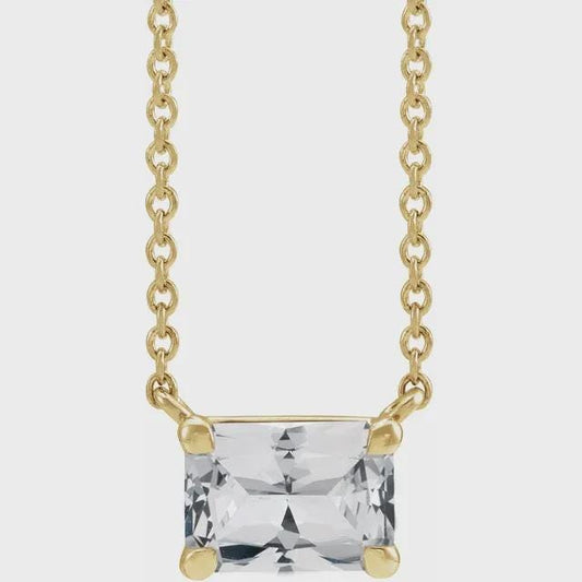 14K Yellow  Gemstone Center 18" Necklace, choose your gemstone or set your own