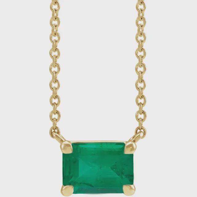 14K Yellow  Gemstone Center 18" Necklace, choose your gemstone or set your own