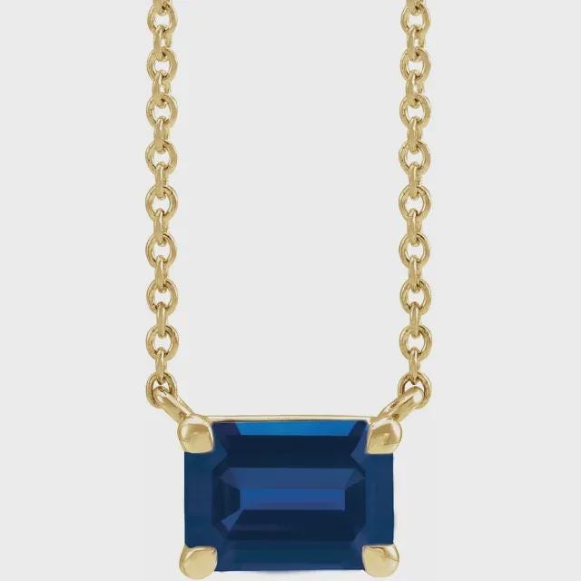 14K Yellow  Gemstone Center 18" Necklace, choose your gemstone or set your own