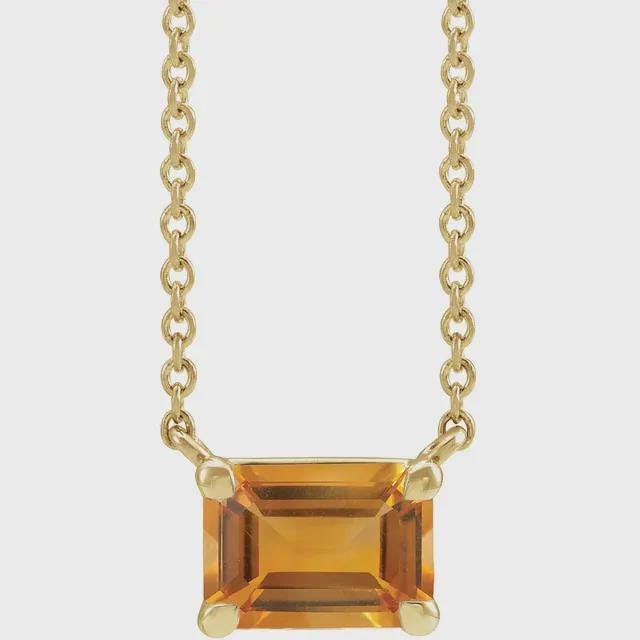 14K Yellow  Gemstone Center 18" Necklace, choose your gemstone or set your own