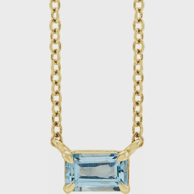 14K Yellow  Gemstone Center 18" Necklace, choose your gemstone or set your own