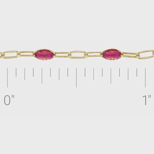 14K Yellow Gold-Filled 1.6 mm  Enamel Bead Paperclip-Style Chain, choose your color and length