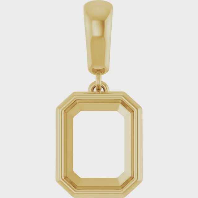 Emerald Cut Pendant Mounting, choose your size, choose Sterling Silver, 14k Gold, or 14k White Gold