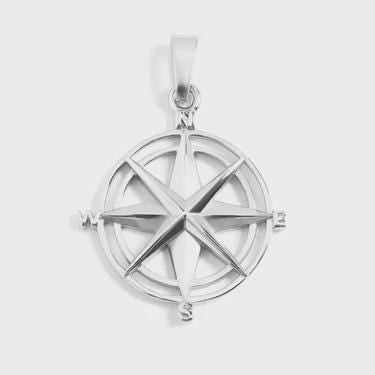 Stainless Steel Compass Rose Pendant 23mm x 21mm