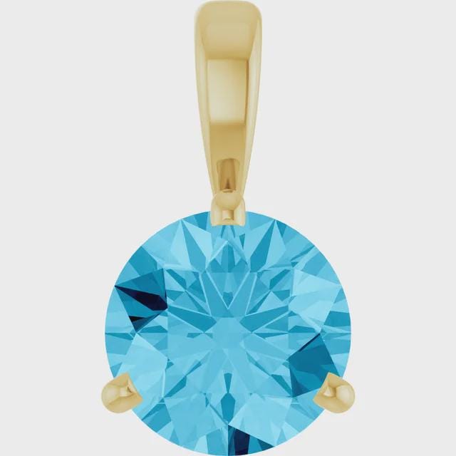 14K Yellow  Lab-Grown Diamond Pendant, other gemstone options available, choose pendant or necklace
