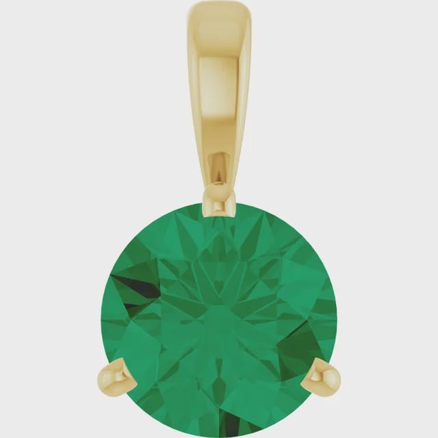14K Yellow  Lab-Grown Diamond Pendant, other gemstone options available, choose pendant or necklace
