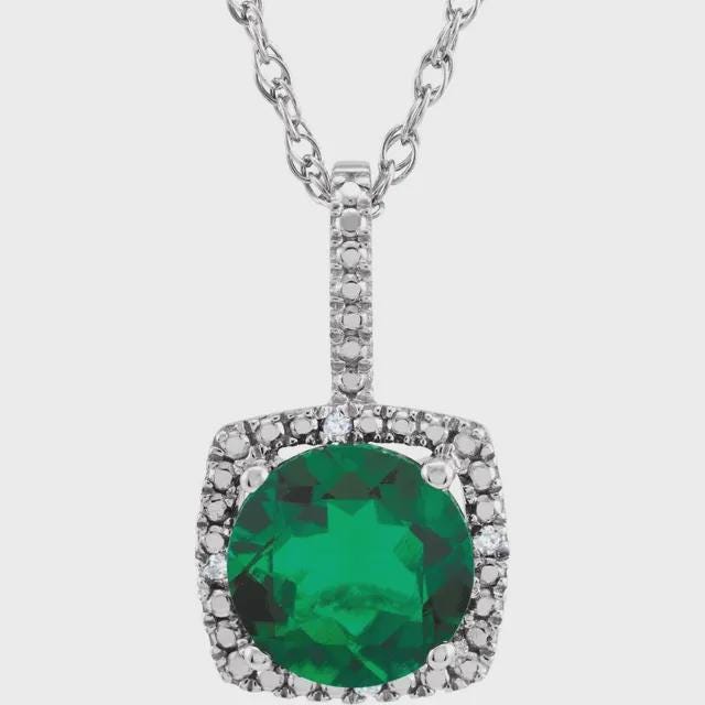 Sterling Silver 7 mm Birthstone & .015 CTW Natural Diamond 18" Necklace, or set your own gemstone