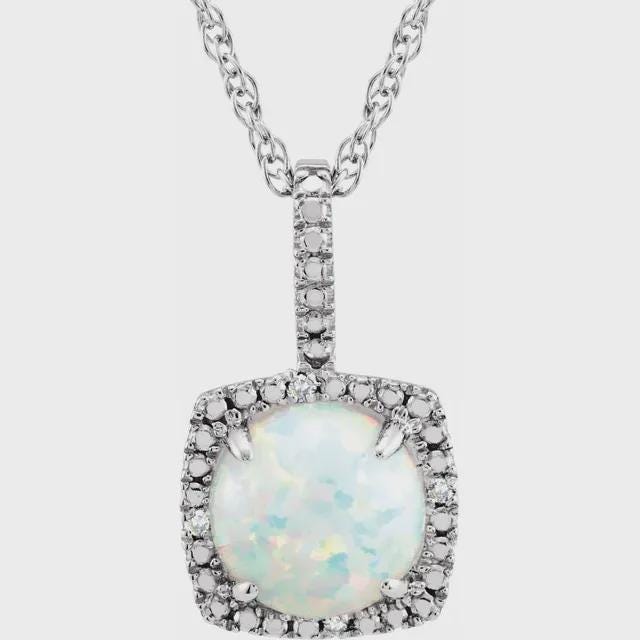 Sterling Silver 7 mm Birthstone & .015 CTW Natural Diamond 18" Necklace, or set your own gemstone