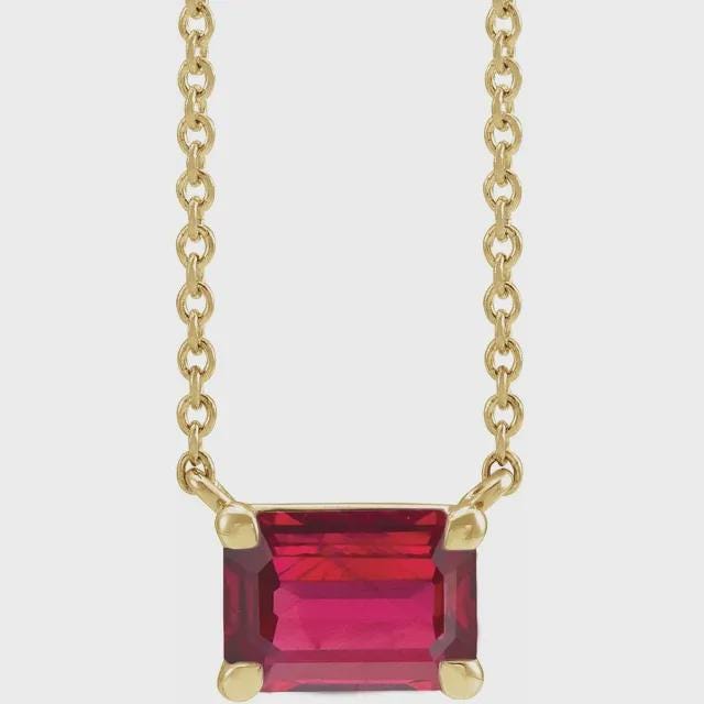 14K Yellow  Gemstone Center 18" Necklace, choose your gemstone or set your own
