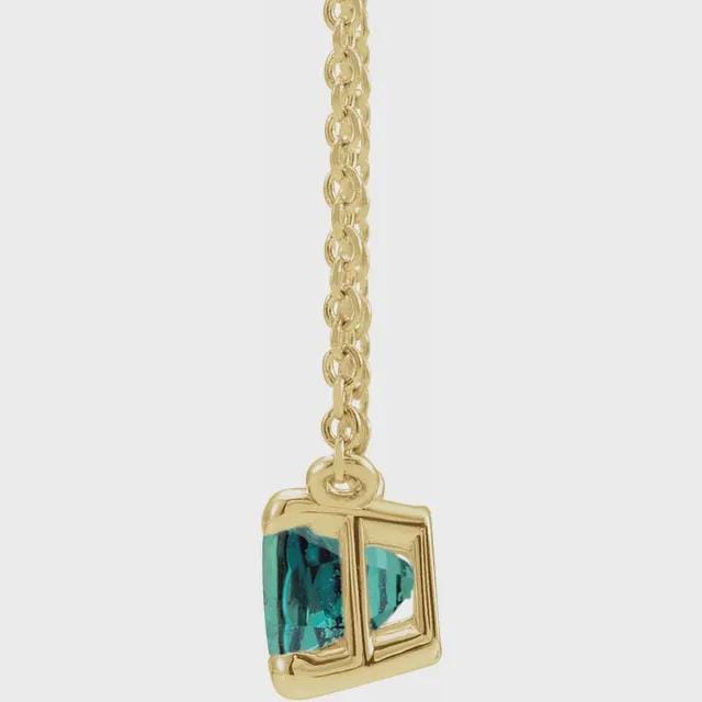 14K Yellow  Gemstone Center 18" Necklace, choose your gemstone or set your own