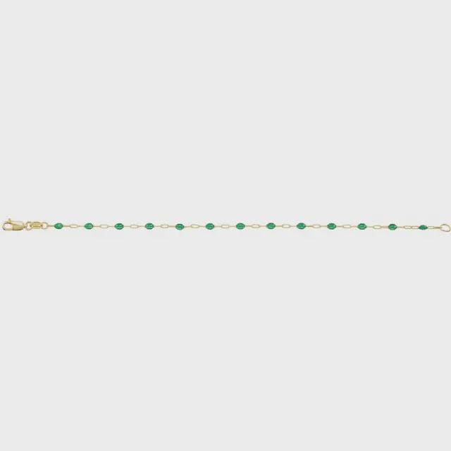 14K Yellow Gold-Filled 1.6 mm  Enamel Bead Paperclip-Style Chain, choose your color and length