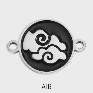 18K Gold PVD Stainless Steel Earth, Fire, Water, & Air Element Connector Charms, in Gold or Silver available