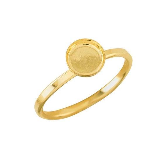 14/20 Yellow Gold-Filled Round Cabochon Ring Mounting, choose your size
