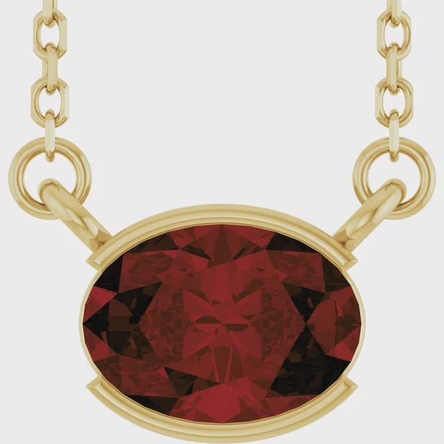 14K Yellow Natural Mozambique Garnet 18" Necklace