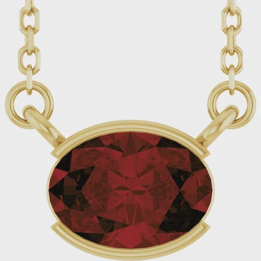 14K Yellow Natural Mozambique Garnet 18" Necklace