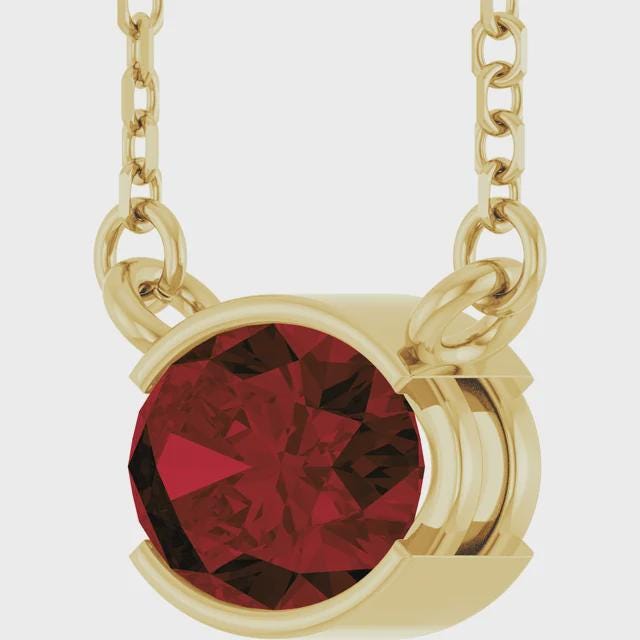 14K Yellow Natural Mozambique Garnet 18" Necklace