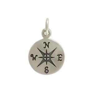 Sterling Silver Compass Charm 16x10mm