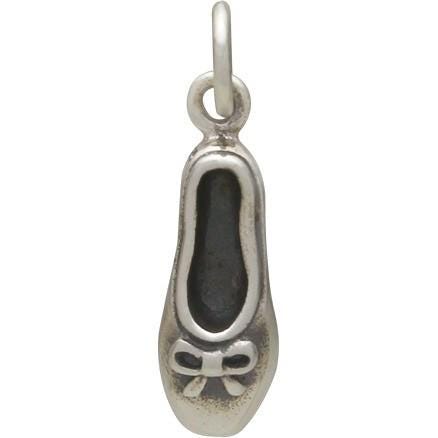 Sterling Silver Ballet Shoe Charm - Sports Charm  19x5mm