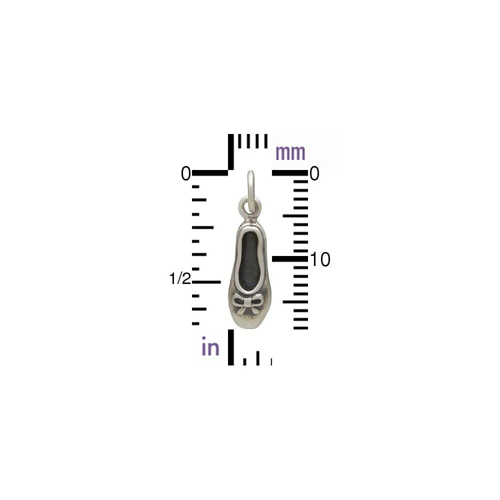 Sterling Silver Ballet Shoe Charm - Sports Charm  19x5mm