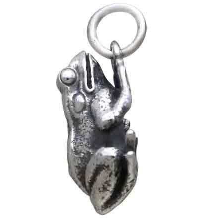 Sterling Silver Dimensional Frog Charm 18x12mm