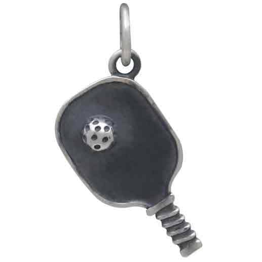 Sterling Silver Pickleball Paddle and Ball Charm 22x9mm