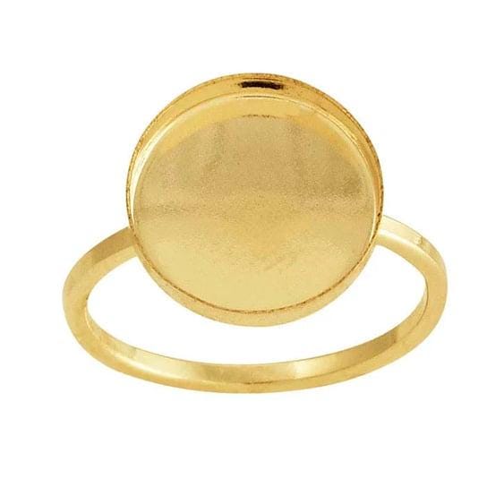 14/20 Yellow Gold-Filled Round Cabochon Ring Mounting, choose your size