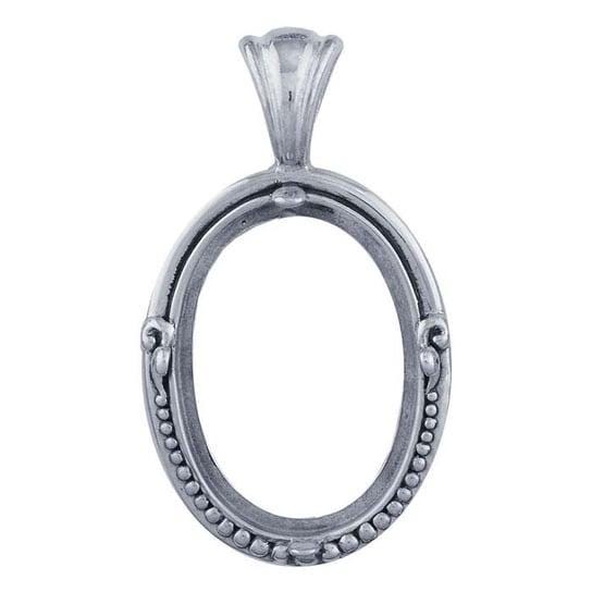 Sterling Silver Beaded Oval Cameo/Cabochon Pendant Mounting