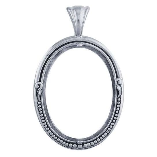 Sterling Silver Beaded Oval Cameo/Cabochon Pendant Mounting