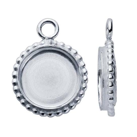 Sterling Silver Round Beaded-Edge Cabochon Pendant Mounting with Ring, choose your size