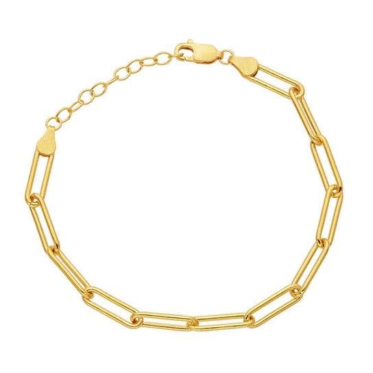 14/20 Yellow Gold-Filled 4mm Flat Oval Cable Paperclip Chain Bracelet