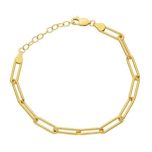 14/20 Yellow Gold-Filled 4mm Flat Oval Cable Paperclip Chain Bracelet