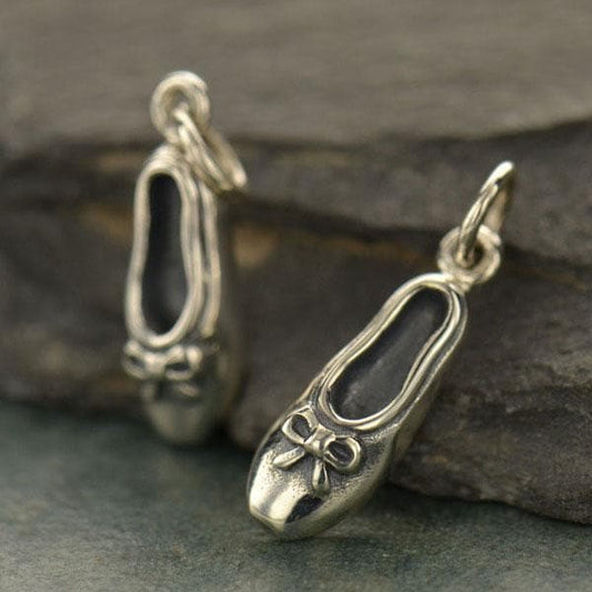 Sterling Silver Ballet Shoe Charm - Sports Charm  19x5mm