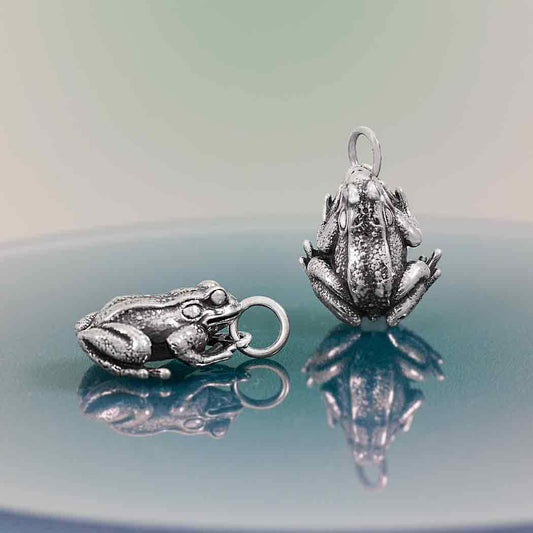 Sterling Silver Dimensional Frog Charm 18x12mm