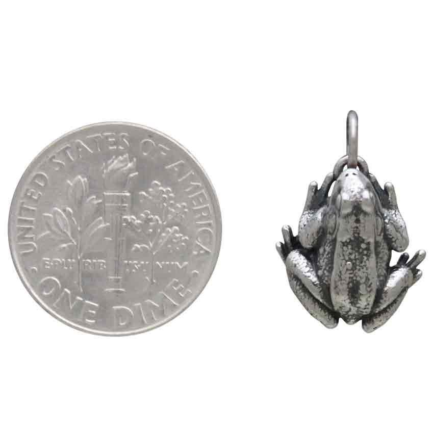 Sterling Silver Dimensional Frog Charm 18x12mm