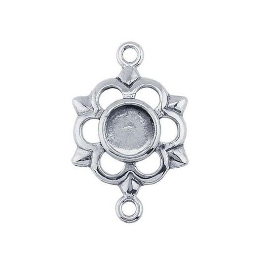 Sterling Silver 6mm Round Daisy Link Cabochon Component Mounting