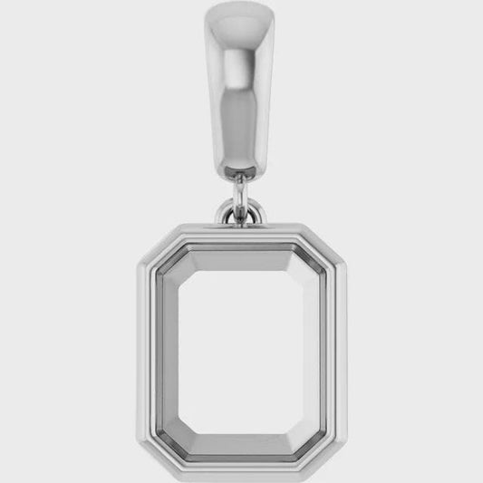 Emerald Charm/Pendant Mounting in Sterling Silver or 14k Gold, available also in custom sizes