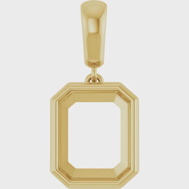 Emerald Charm/Pendant Mounting in Sterling Silver or 14k Gold, available also in custom sizes
