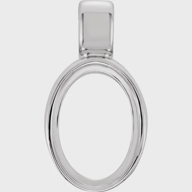 Oval Bezel-Set Cabochon Charm/Pendant Mounting, in Sterling Silver and 14k Gold,  5 sizes available