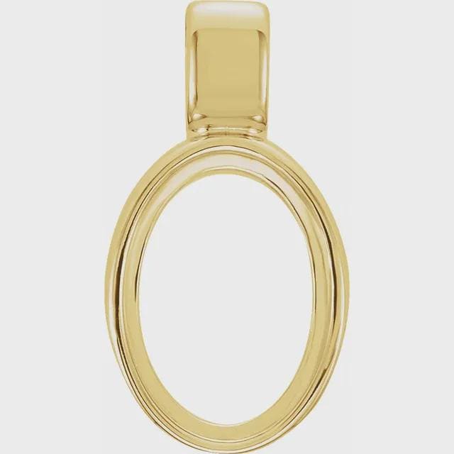 Oval Bezel-Set Cabochon Charm/Pendant Mounting, in Sterling Silver and 14k Gold,  5 sizes available